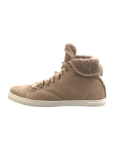 Pre-owned Lanvin Suede Sneakers In Neutral
