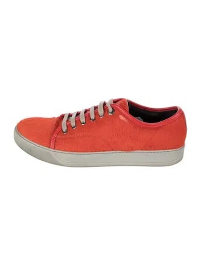 Pre-owned Lanvin Suede Sneakers In Orange