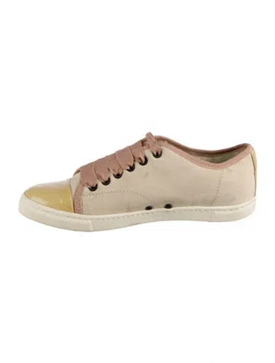 Pre-owned Lanvin Suede Sneakers In White