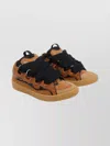 Lanvin Suede Sneakers With Rubber Sole And Pull Tab In Brown