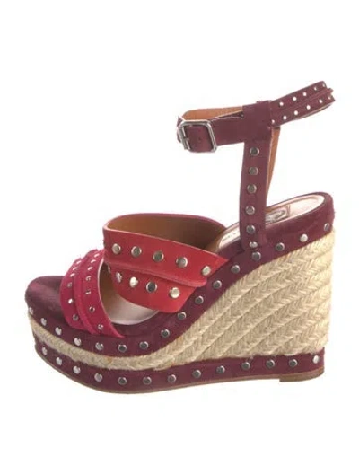 Pre-owned Lanvin Suede Studded Accents Espadrilles In Purple