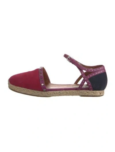 Pre-owned Lanvin Suede Studded Accents Espadrilles In Purple