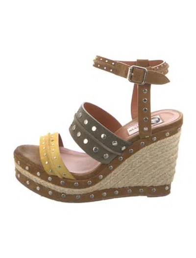 Pre-owned Lanvin Suede Studded Accents Sandals In Multi