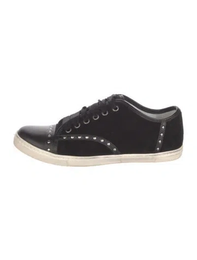 Pre-owned Lanvin Suede Studded Accents Sneakers In Black