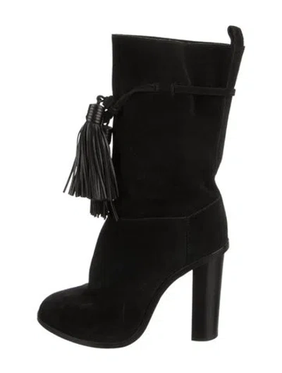 Pre-owned Lanvin Suede Tassel Accents Boots In Black