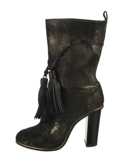 Pre-owned Lanvin Suede Tassel Accents Boots In Green