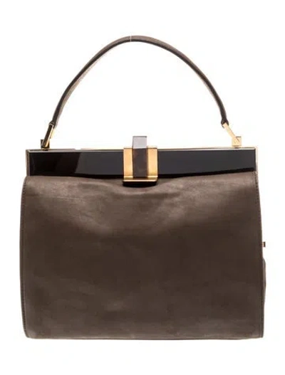 Pre-owned Lanvin Suede Top Handle Bag In Brown
