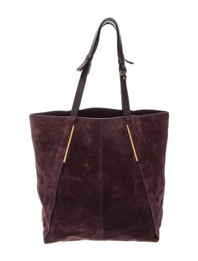 Pre-owned Lanvin Suede Tote In Burgundy