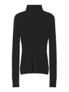 Lanvin Merino Wool And Silk Turtleneck Sweater In Black