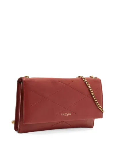 Pre-owned Lanvin Sugar Chain-strap Leather Shoulder Bag In Red