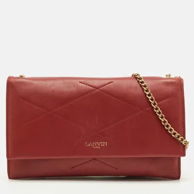 Lanvin Sugar Red Leather Wallet On Chain