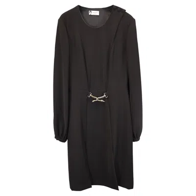 Lanvin Swan Belt Dress In Black Wool