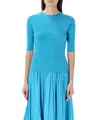 Lanvin Rib Knit Short Sleeve Sweater In Lightblue