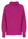 Lanvin Turtleneck Roule Wool Blend Pullover In Fuchsia