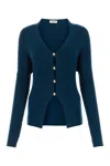 Lanvin Petrol Blue In Stretch Wool Blend Cardigan In Sapphire