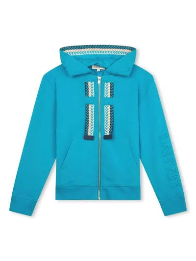 Lanvin Kids' Turquoise Hoodie With Logo And Curb Motif