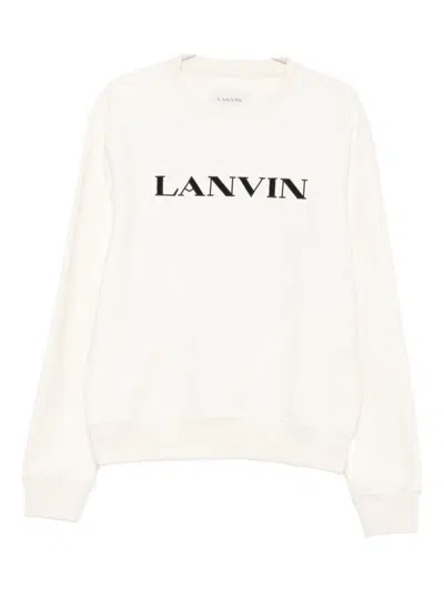 Lanvin Ribbed Hem And Cuffs Crew Neck Sweater In White