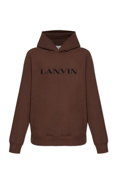 Lanvin Sweatshirt With Embroidered Logo In Brown