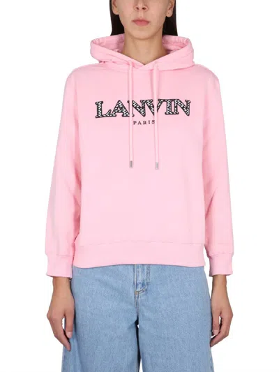 Lanvin Sweatshirt With Logo Embroidery In Pink