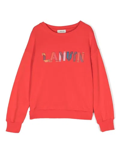Lanvin Kids' Sweatshirt With Logo In Orange