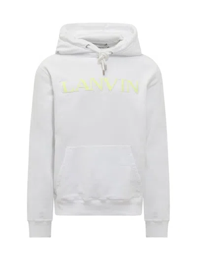 Lanvin Hoodie Featuring Embroidered Logo Pocket In White