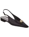 Lanvin Pointed Toe Black Satin Ballerinas With Slingback Design In Black