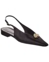 Lanvin Pointed Toe Black Satin Ballerinas With Slingback Design In Black
