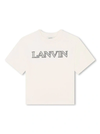 Lanvin T-shirt Con Ricamo In White