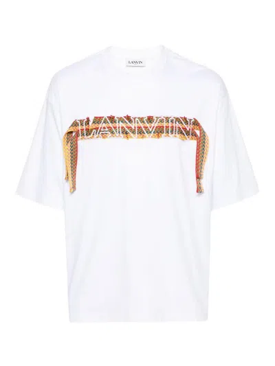 Lanvin T-shirt Curb Con Ricamo In White