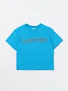 Lanvin Kids' Light Blue T-shirt For Boy With Logo In Turquoise