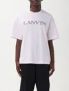 Lanvin White Oversized Embroidered Curb T-shirt In Pink