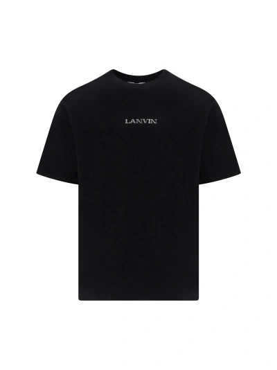 Lanvin Logo刺绣棉t恤 In Black