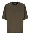 Lanvin Logo T-shirt With Curb Branded Stripes In Green
