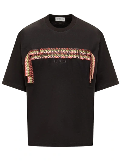 Lanvin Embroidered-logo Cotton T-shirt In Black