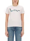 Lanvin Short-sleeved Cotton T-shirt With Graphic Logo Design In White