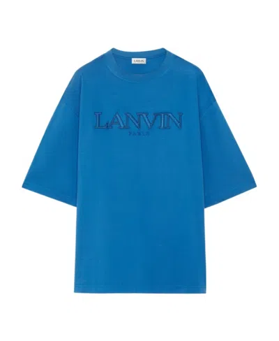 Lanvin T-shirt With Round Neck And Short Sleeves In Blue