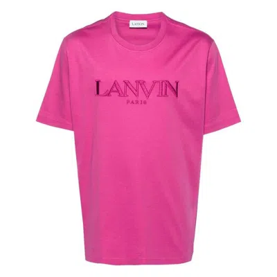 Lanvin Logo-embroidered Cotton T-shirt In Purple