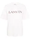 Lanvin White Oversized Embroidered Curb T-shirt In Pink