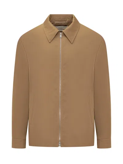 Lanvin Tailored Blouson Jacket With Logo In Brown