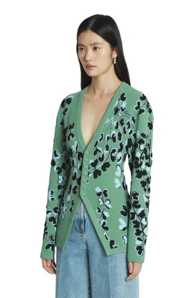 Lanvin Tailored Jacquard Cardigan In Vert De Gris