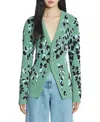 Lanvin Tailored Jacquard Cardigan In Vert De Gris