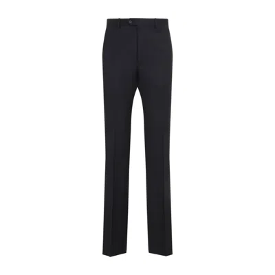 Lanvin Tailored Navy Trousers With Classic Waistband In Blue