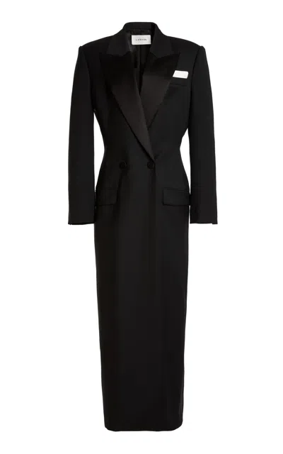 Lanvin Tailored Tuxedo Wool Coat In Black