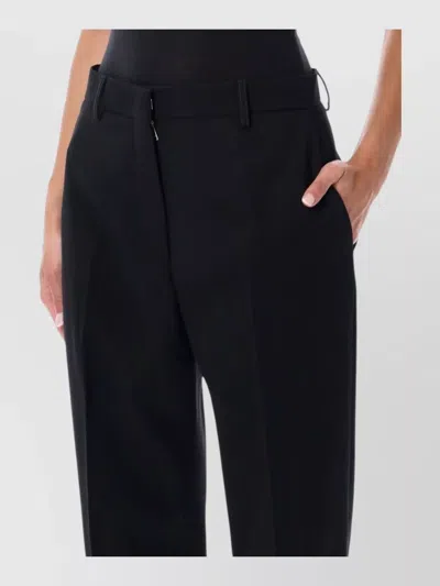Lanvin Tailored Wool Cropped Cigarette Trousers Mid Rise In Black