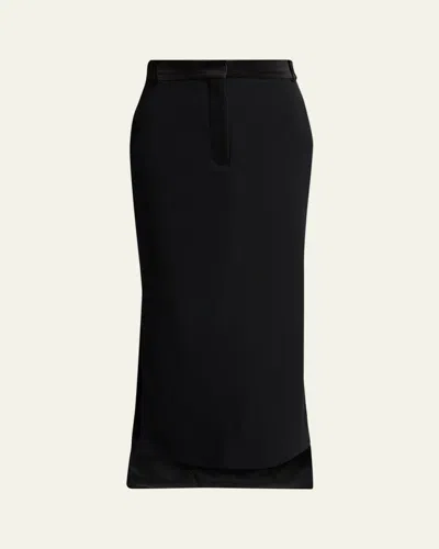 Lanvin Tailored Wool High-low Skirt In Black