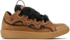 Lanvin Suede Sneakers With Rubber Sole And Pull Tab In Brown