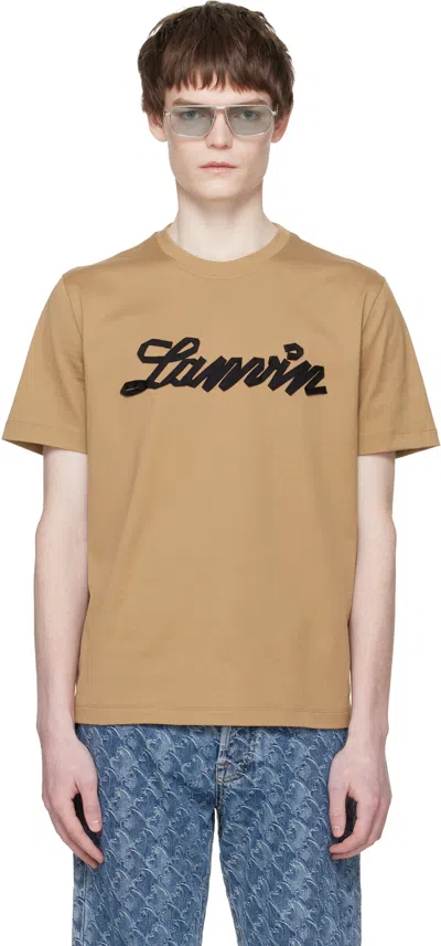 Lanvin Round Neck Short Sleeve Cotton T Shirt In Nude