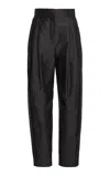 Lanvin Tapered Cotton Chambray Pants In Gray