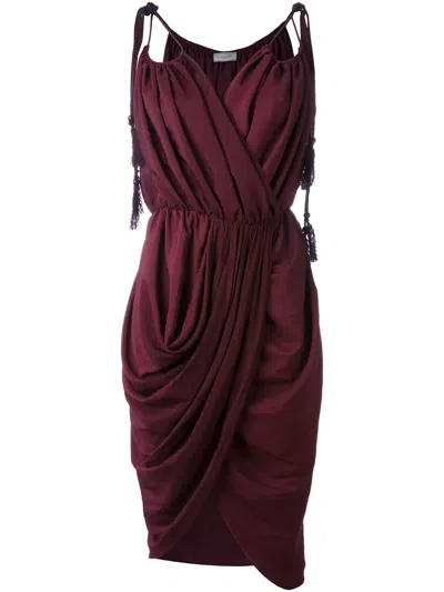 Lanvin Tassel-detail Draped Dress In Brown