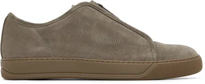 Lanvin Taupe Dbb1 Suede Zip Sneakers In Gray